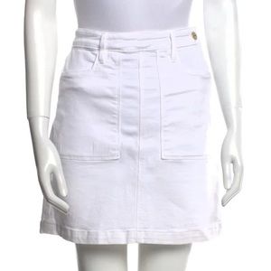 NWOT Frame White Denim Side-Zip Mini Skirt
